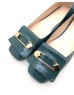 Classic Green Cowhide Leather Pin Design Flats