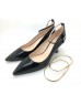 CLASSY Black Patent Leather Ankle Sling Heels