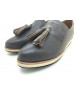 CLASSY Grey Cowhide Leather Tassel Flats