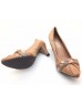 DOLLY Brown Lambskin Leather Braided Design Heels
