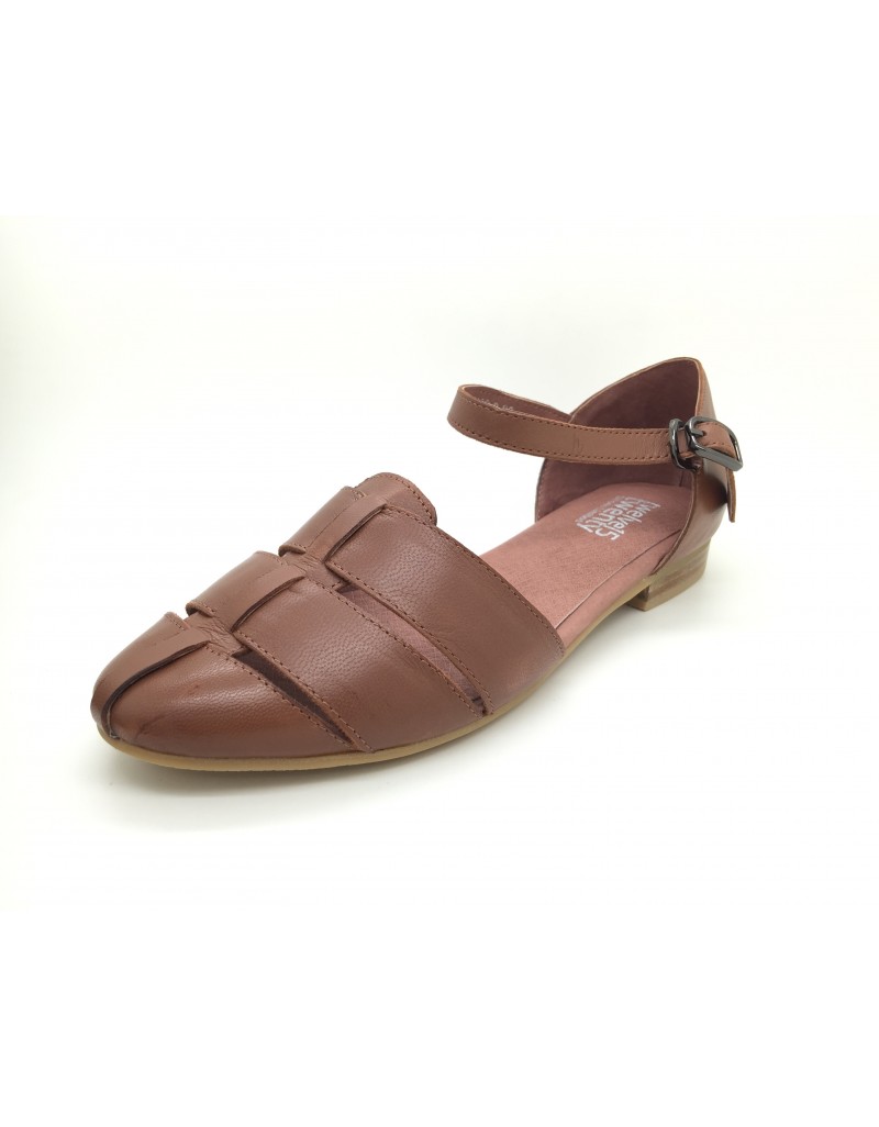 DOLLY Brown Lambskin Leather Ankle Strap Sandal