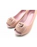 DOLLY Pink Lambskin Leather Patent Rose Design Platform Heels