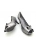 DOLLY Metalic Grey Lambskin Leather Platform Heels