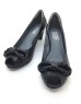 DOLLY Black Nautical Knot Design Lambskin Leather Peep Toe Heels