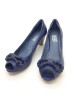 DOLLY Blue Nautical Knot Design Lambskin Leather Peep Toe Heels