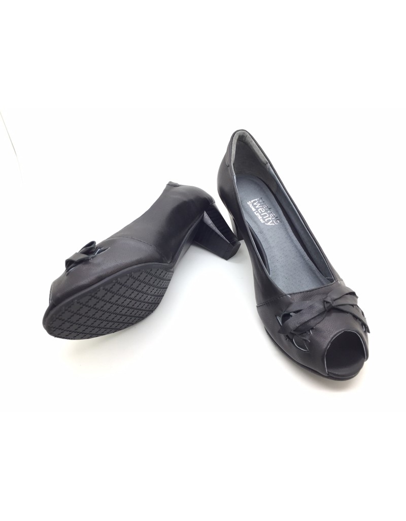 DOLLY Black Lambskin Leather Peep Toe Heels