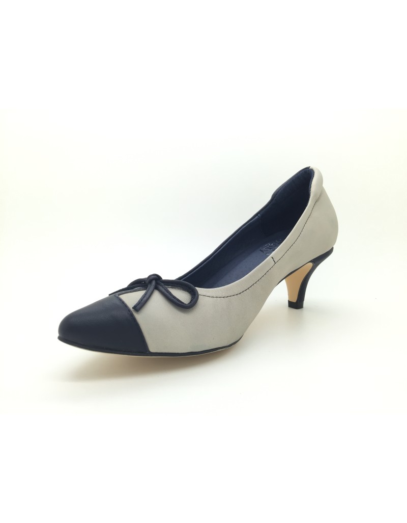 DOLLY Bicolour Blue White Lambskin Leather Heels