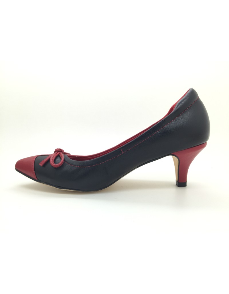 DOLLY Bicolour Red Black Lambskin Leather Heels