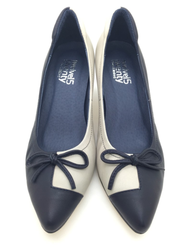 DOLLY Bicolour Blue White Lambskin Leather Heels
