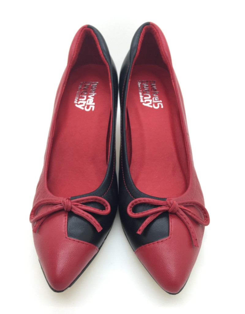 DOLLY Bicolour Red Black Lambskin Leather Heels