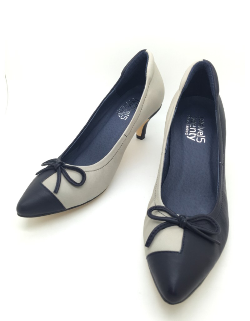 DOLLY Bicolour Blue White Lambskin Leather Heels