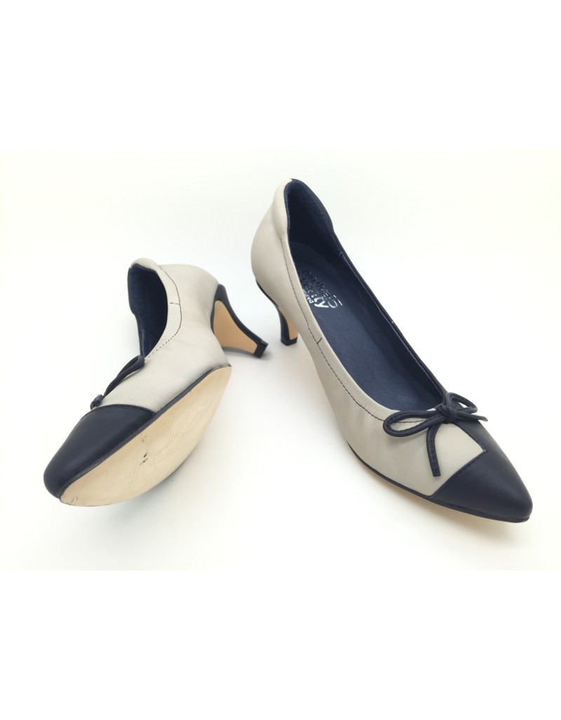 DOLLY Bicolour Blue White Lambskin Leather Heels