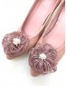 DOLLY Pink Lambskin Leather Straw Flower Design Heels