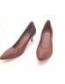 DOLLY Brown Lambskin Leather Snakeskin Print Counter Heels