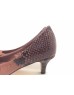 DOLLY Brown Lambskin Leather Snakeskin Print Counter Heels