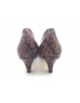 DOLLY Brown Lambskin Leather Snakeskin Print Counter Heels