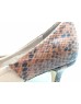 DOLLY Light Brown Lambskin Leather Snakeskin Print Counter Heels