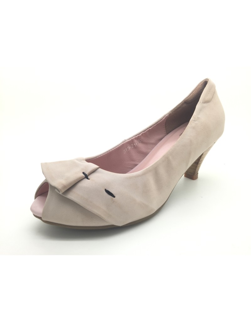 DOLLY Pink Lambskin Leather Peep Toe Heels