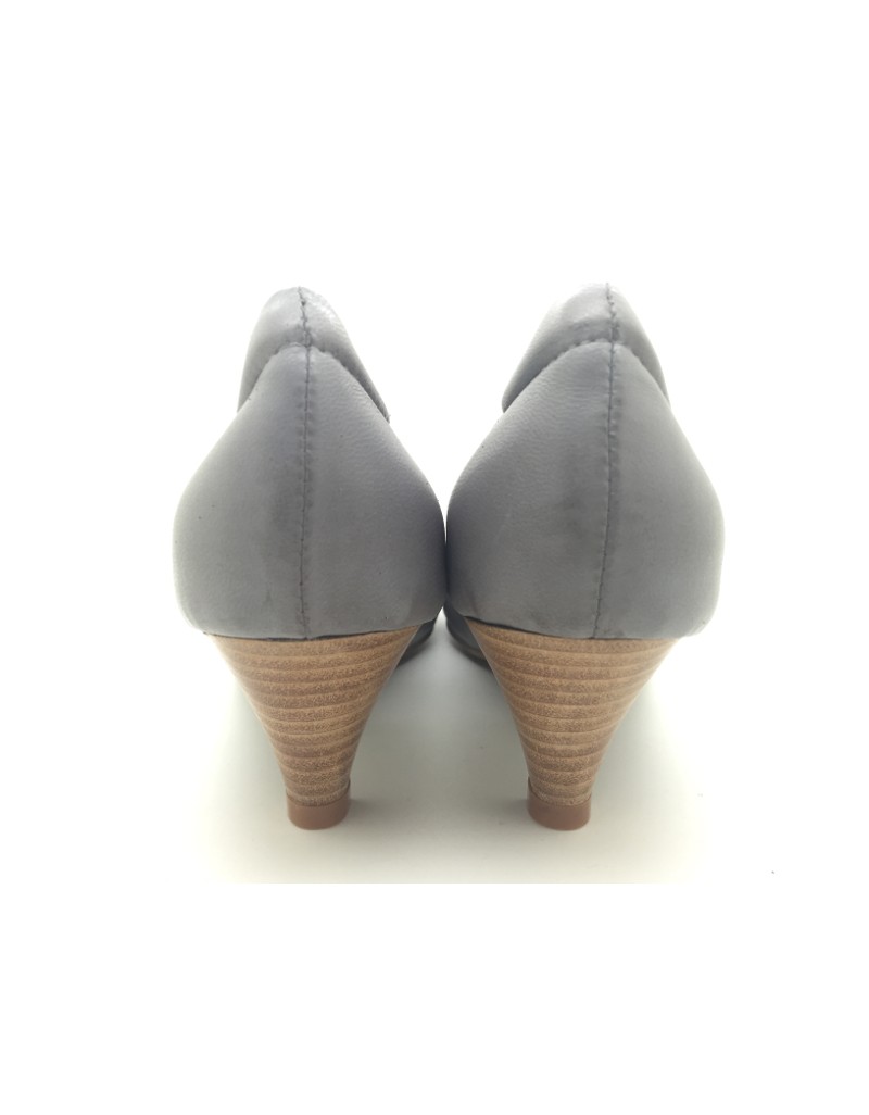 DOLLY Grey Lambskin Leather Peep Toe Heels