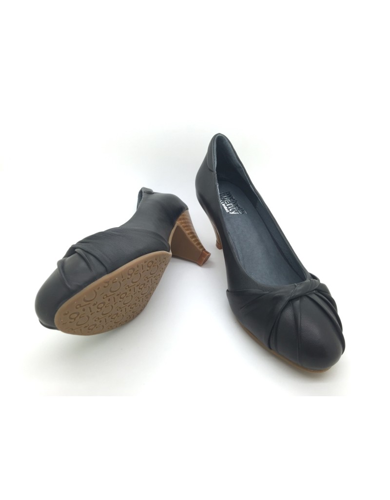 DOLLY Charcoal Lambskin Leather Twist Design Heels
