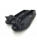 DOLLY Black Lambskin Leather Multiple Folds Design Kitten Heels