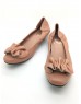 DOLLY Peach Lambskin Leather Multiple Folds Design Kitten Heels