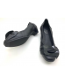 DOLLY Black Lambskin Leather Rectangular Bow Design Kitten Heels