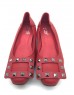 DOLLY Red Lambskin Leather Studs Design Kitten Heels