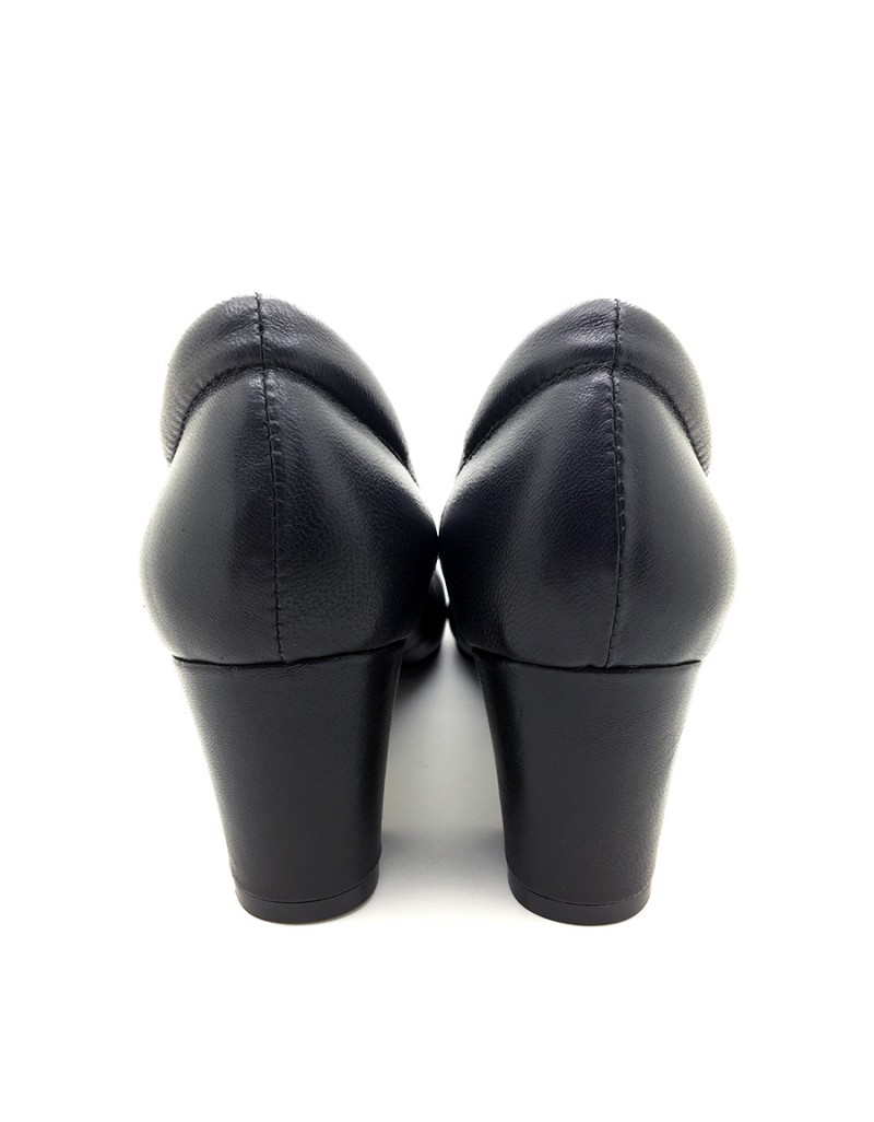 DOLLY Black Lambskin Leather Block Heels