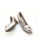 Dolly Lambskin Leather Champagne Metallic Wedges