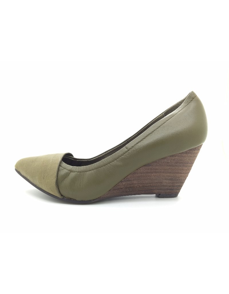 DOLLY Olive Green Lambskin Leather Wedges