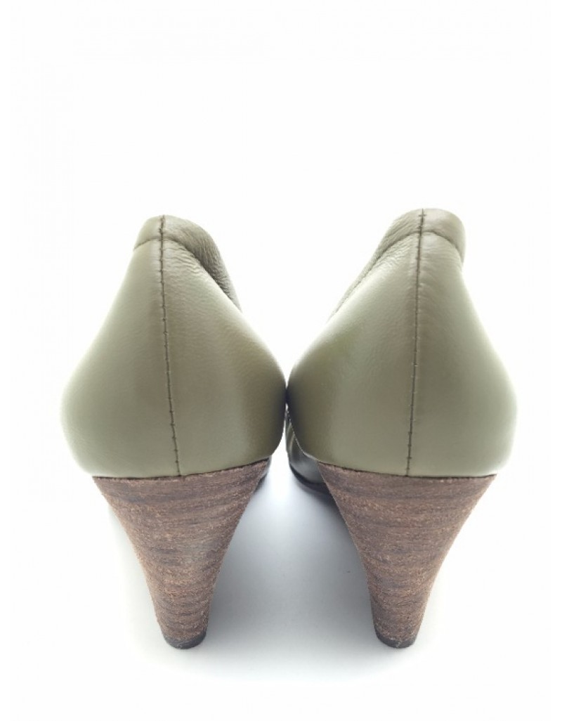 DOLLY Olive Green Lambskin Leather Wedges