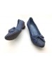 DOLLY Blue Lambskin Leather with Snake Skin Leather Design Kitten Heels