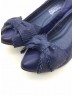 DOLLY Blue Lambskin Leather Big Ribbon Kitten Heels