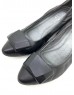 Dolly Black Lambskin Leather Block Design Kitten Heels