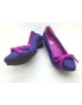DOLLY Purple Lambskin Leather Ribbon Kitten Heels