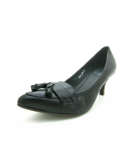 DOLLY Black Lambskin Tassel Leather Heels