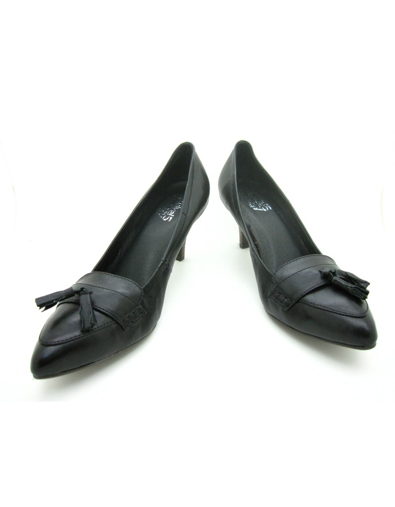 DOLLY Black Lambskin Tassel Leather Heels