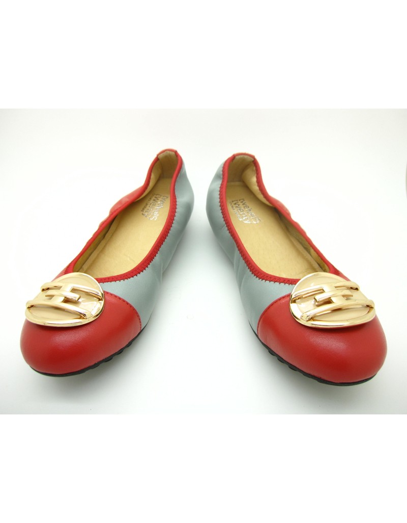 DOLLY Red Lambskin Leather Ballerina Flats