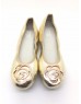 DOLLY Gold Lambskin Leather Ballerina Flats