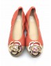 DOLLY Orange Lambskin Leather Ballerina Flats