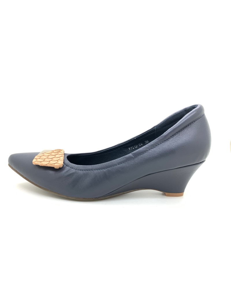 DOLLY Blue Lambskin Leather Wedges