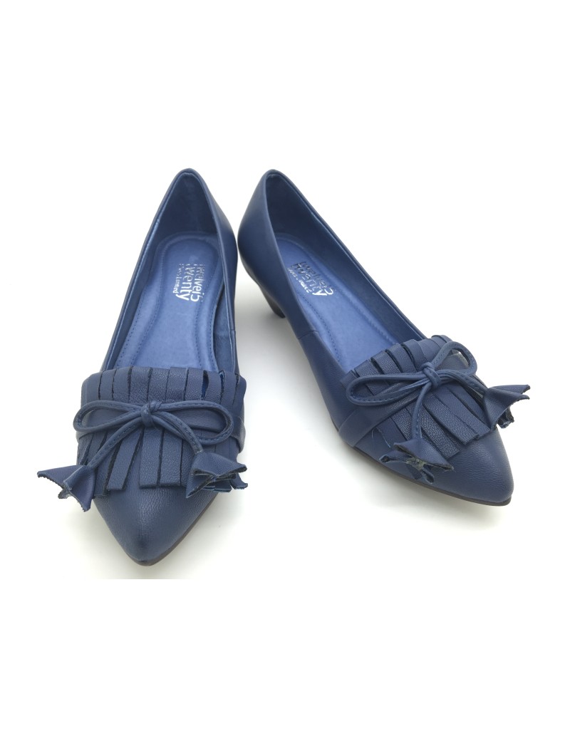 DOLLY Blue Lambskin Leather Kitten Heels