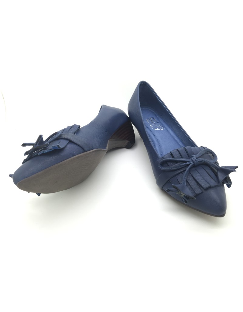 DOLLY Blue Lambskin Leather Kitten Heels