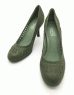 DOLLY Green Laser-cut Lambskin Leather Heels