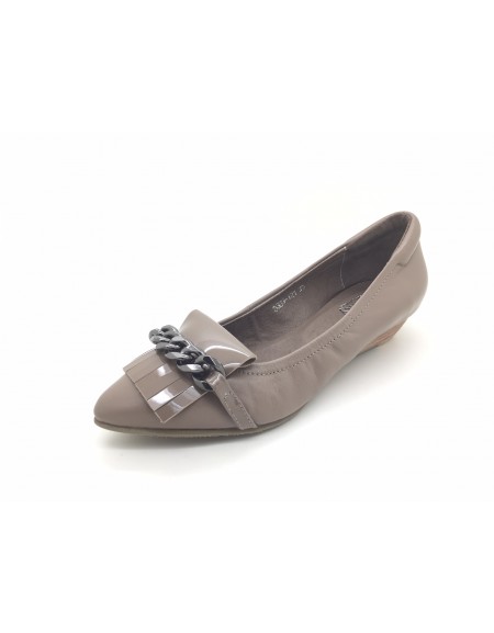 DOLLY Taupe Lambskin Leather Low Wedges