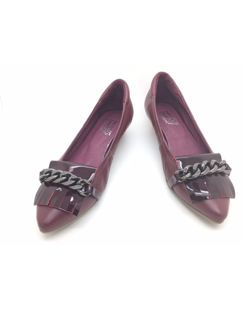 DOLLY Wine Red Lambskin Leather Low Wedges