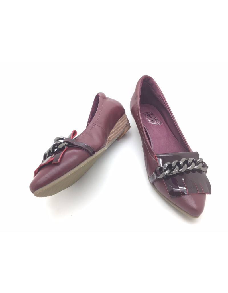 DOLLY Wine Red Lambskin Leather Low Wedges