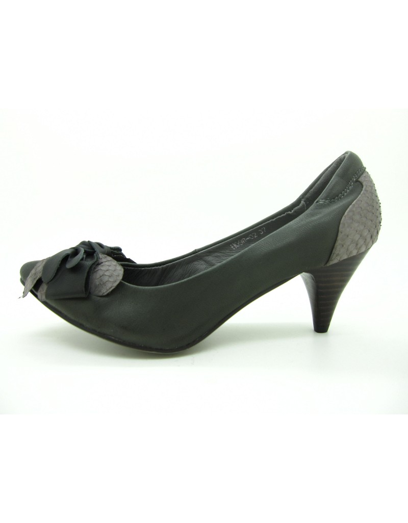 DOLLY Charcoal Lambskin Leather Heels