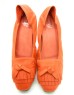 DOLLY Orange Lambskin Leather Kitten Heels